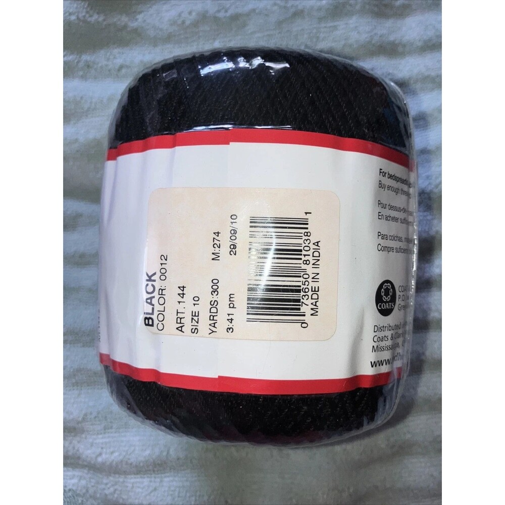Red Heart Classic Crochet Thread Size 10 Black 073650810381 NEW